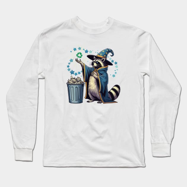 Raccoon Recycling Trash Long Sleeve T-Shirt by katzura